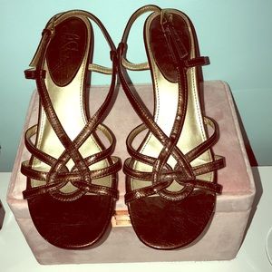 Brown metallic sandals